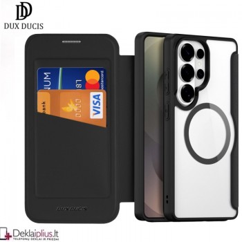 Dux Ducis Skin X Pro dirbtinos odos juodas dėklas su magsafe (Samsung Galaxy S26 Ultra)